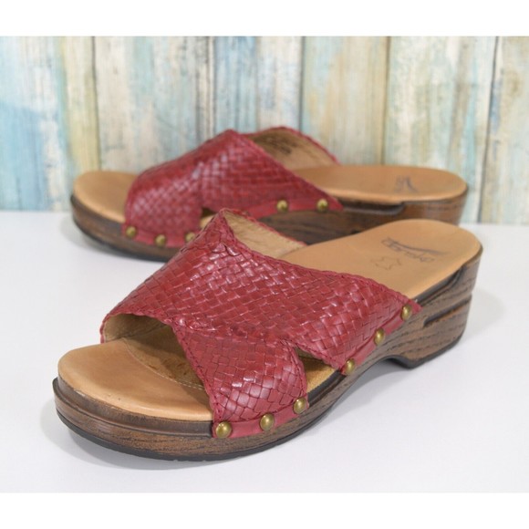 Dansko Shoes - Dansko Mila Clogs Size 8.5-9 (39) Red Woven Studded Sandals